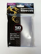 BCW 50 Count Board Game Card Protector Sleeves Clear 59 x 92 mm NEW NIP