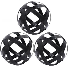 3.3 Inch Decorative Spheres Set of 3 Metal Band Decorative Balls Orbs Metal S...