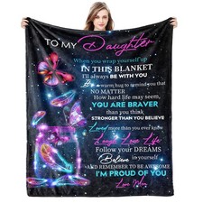 Daughter Gift Blanket From Mom Love Letter UltraSoft Flannel Throw 80x60 In