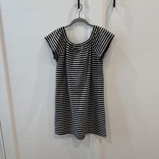 Madewell Melody Black White Striped Dress Size L Mini Cotton