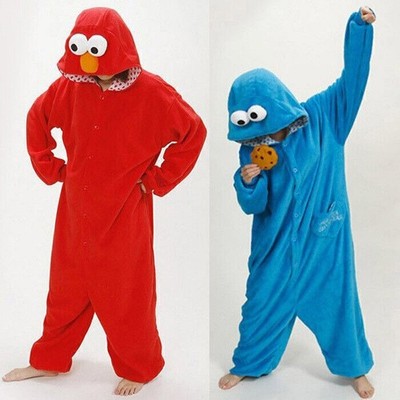 Nachtwäsche Sesamstraße Krümelmonster Elmo Pyjam Kostüm Karneval Sleepwear