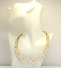 Collier in 18 kt 18k 750 er Gelb Gold mit Zuchtperlen Perlen Perle Kette L 42 cm