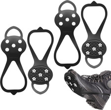 5 Spikes Crampons, 4 Pcs Ice Cleats for Shoes and Boots, Anti-Slip Ice Spikes fo