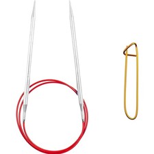 knitting needles circular knit stitch holder stainless steel red lace 40 inch