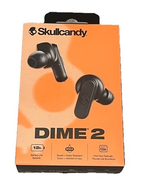 Skullcandy Dime 2  In Ear Wireless Headphones Bluetooth Charger Case Black NEW