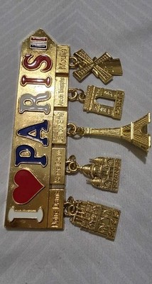 I HEART PARIS MAGNET EIFFEL TOWER MOULIN ROUGE ARC DE TRIUMPH CHARMS SOUVENIR  
