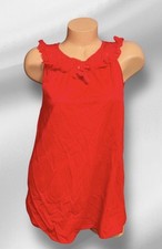 LORRAINE Red Nylon Ruffle Trim Short Nightie Nightgown Womens XS