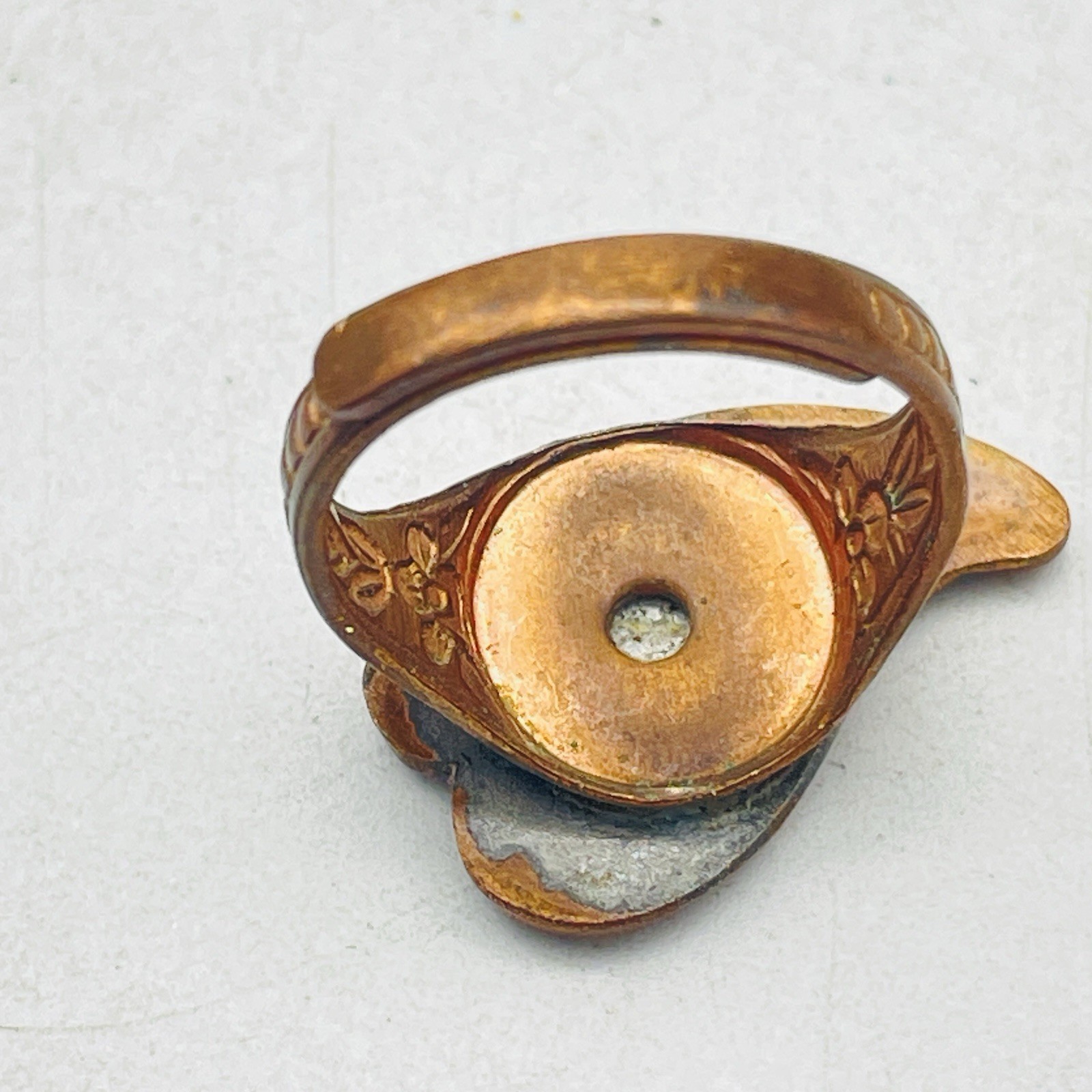 Copper Tone Ring Leaf Bead Adjustable - image 5