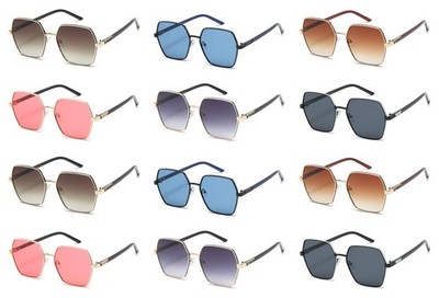 Boutique Lot of 12 Women's Square Sunglasses Assorted Frame/Lens Colors Stylish