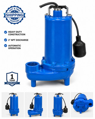 Submersible Sewage Pump - 105 GPM - 1/2 HP - 1 Phase - 115 Volts - Auto Float