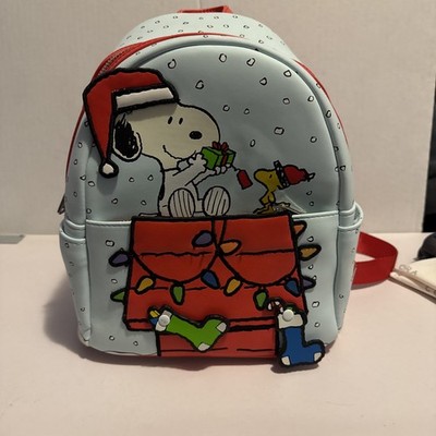 Loungefly Peanuts Snoopy & Woodstock Glow In Dark Mini Backpack Bag Christmas