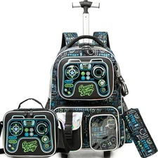 Meetbelify Kids Rolling Backpack with Wheels for Boys Rolling Backpacks with Lun