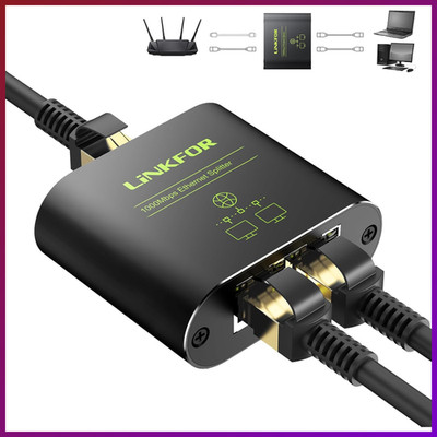 LAN Splitter 1 auf 2 1000 Mbps RJ45 Ethernet Switch 2 Ports mit Type-C Kabel