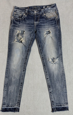 Miss Me Signature Ankle Skinny Jeans Womens 28 Distressed Stretch JE8600AK2