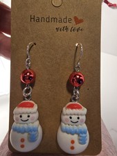 Snowman dangle drop Earrings Great for christmas gifts and stockings