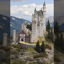 Modellbahn-Diorama Schloss Burg Neuschwanstein-sehr detailreich-Handarbeit