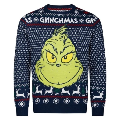 EX UK STORE® Mens Grinch Christmas Jumper Novelty Festive Xmas Top Black Navy S to XXL New