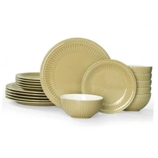  Garden Plates and Bowls Set for 6, 18-Piece Kitchen Dishes 6-Set(18pcs) Yellow