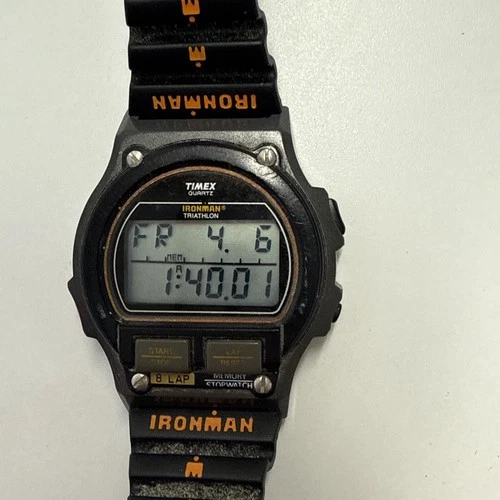 Vtg TIMEX IRONMAN TRIATHLON Watch Men 484-A Working Light Bulb 1980s NEW BATTERY