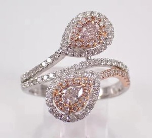 2.50Ctw Pear Lab Created Diamond Bypass Engagement Ring 14K Two Tone Gold Plated