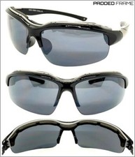 MOTORCYCLE Riding Padded SUN GLASSES Protective Eyewear Dark Shatterproof Lens