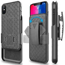 For iPhone 17 16 15 14 13 12 11 Pro Max XR Belt Clip Holster Case with Kickstand