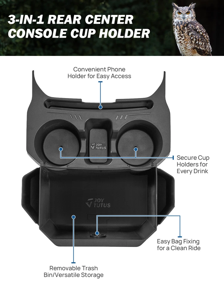 JOYTUTUS Backseat Cup Holder Organizer for 2018-2025 Wrangler JL Gladiator JT - Image 2 of 4