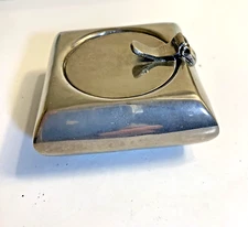 Silver-plated Ashtray W/ Lid Silver-plated Ashtray Travel Pocket Purse Unbranded