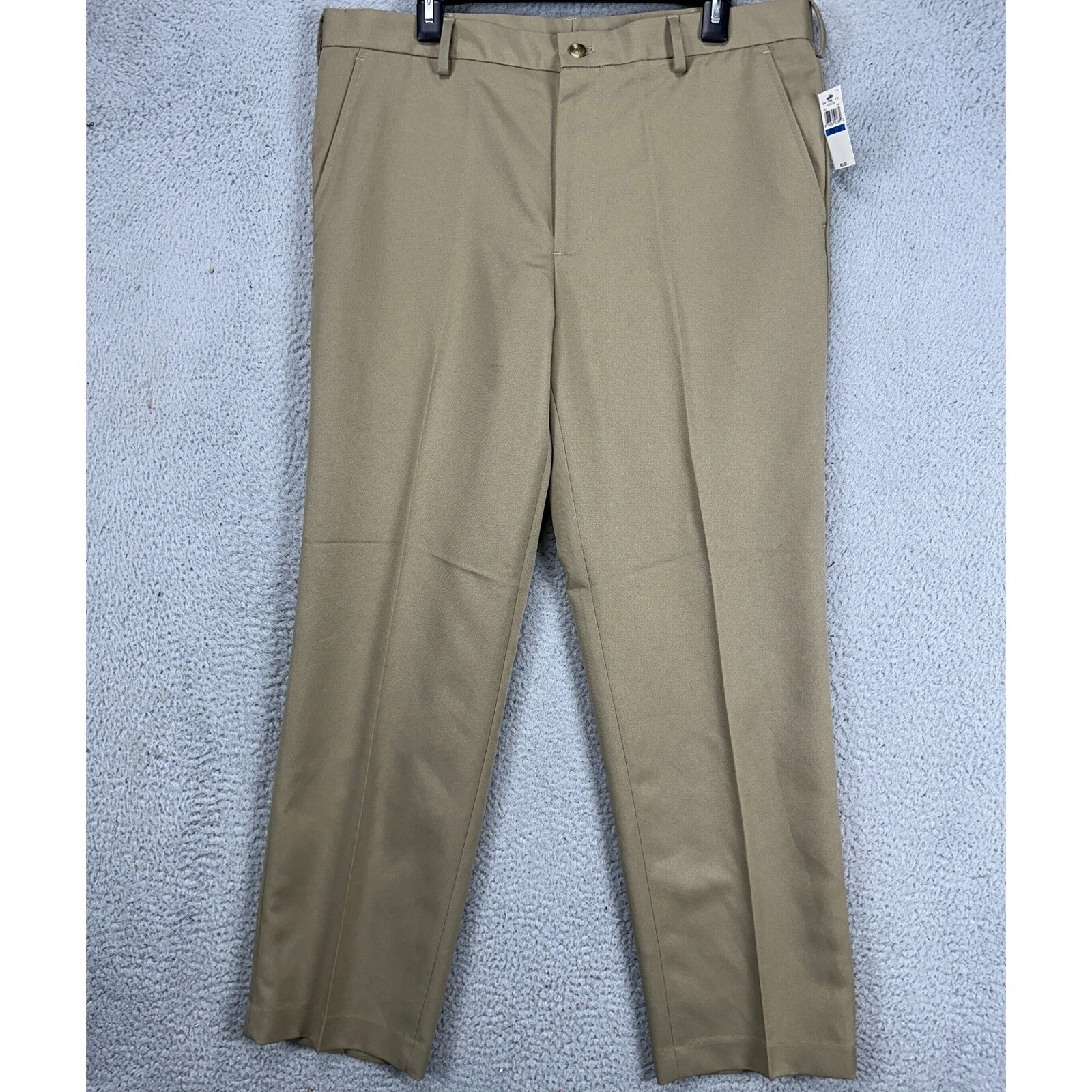 Van Heusen Mens Traveler Chino Pants 36X30 Brown Straight Leg Flat Front NEW