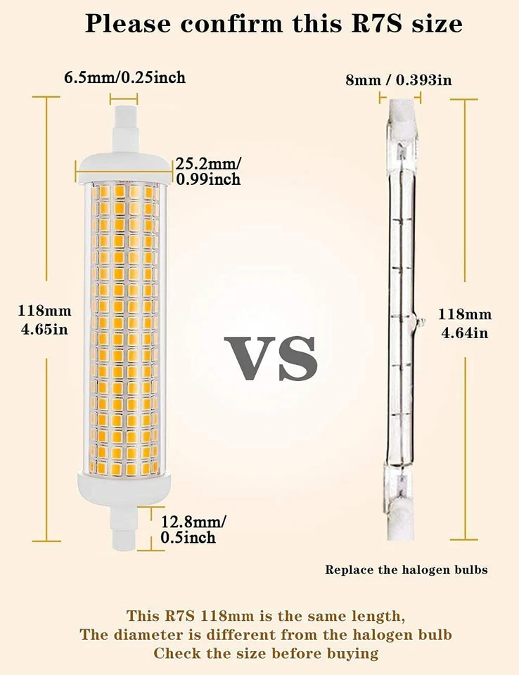 R7S LED 118mm Spotlight 20W Lamp Bulb Ceramics Tube Replace Halogen Lamp Light - Image 3 of 4