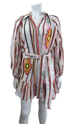 Bianca Paris bunt Gipsy Boho Style Hängerchen Kleid Stickerei Gürtel Hippie