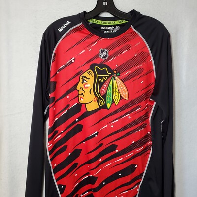 Chicago Blackhawks Shirt Mens Medium Black Center Ice Shirt Pullover Performance