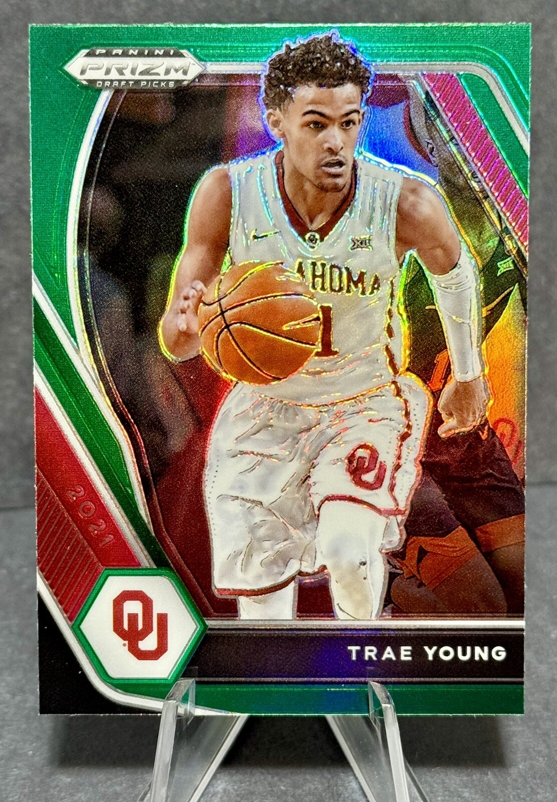 2021 Panini Prizm Draft Picks Trae Young Green Prizm Parallel #78 Atlanta Hawks