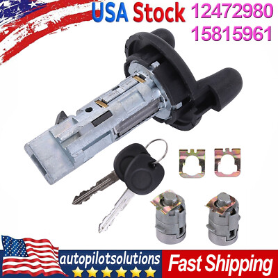 Ignition Key Switch Cylinder Kit with 2 Keys and Door Locks For 98-05 Chevrolet