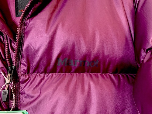 Marmot Guides Down fill Hoody puffer jacket purple fig moon river NWT sz L $275 - Picture 5 of 9