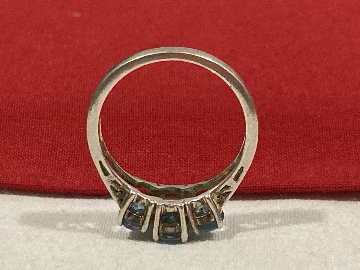 KH 925 Thailand Signed Sterling Silver Blue Lab Colored BAND KH 925 Thailand Signed Sterling Silver Blue Lab Colored BAND