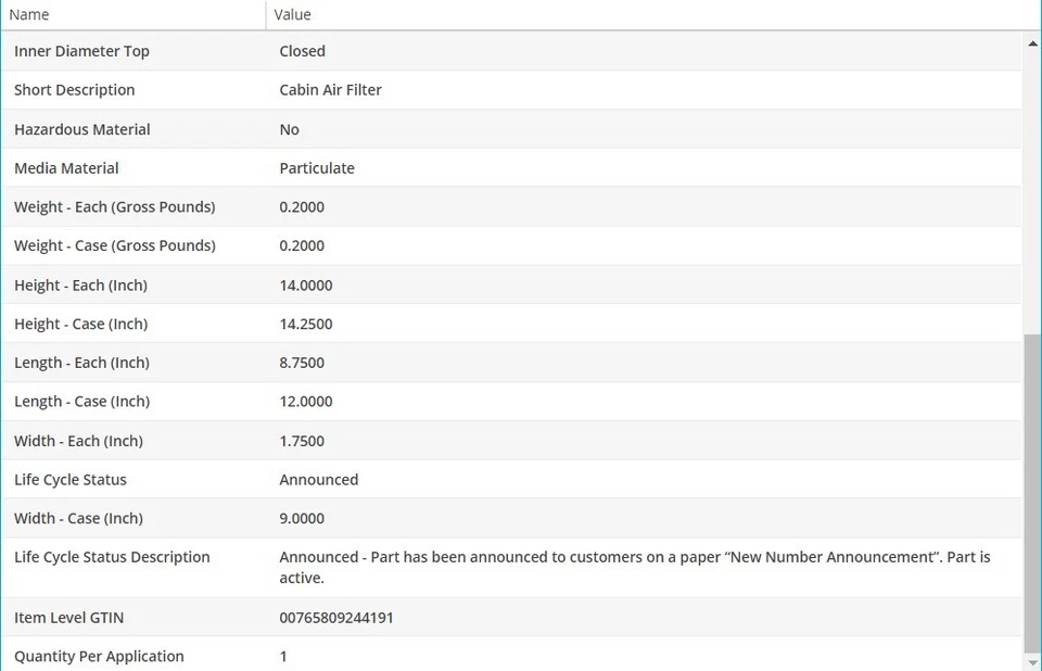 Filtro de aire de cabina WIX para Ford C-Max 2013-2018 L4-2,0 L Foto 4 de 4