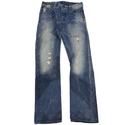 G-STAR Men's Medium Aged Destroy Blue Attacc Low Straight Jeans RRP £80