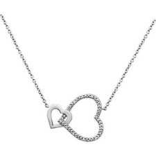 Diamond Interlocking Heart 18" Necklace In Sterling Silver .03 ctw 