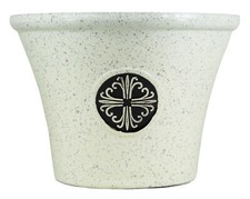 Garden Elements Logo Large Plastic Modern Planter, Beige, 14.75"