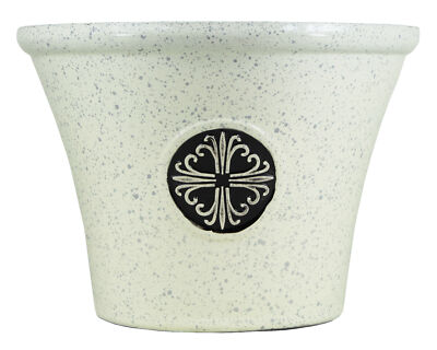Garden Elements Logo Large Plastic Modern Planter, Beige, 14.75''