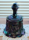 FENTON Iridescent Amethyst 5.5" Carnival Glass BELL "Gothic Sable Arch" Pattern.