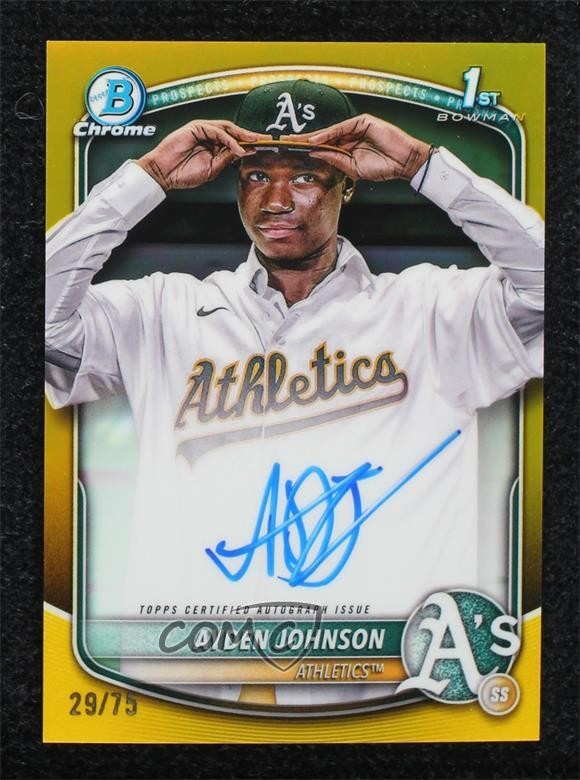 2025 Bowman Chrome Prospect Yellow Refractor 29/75 Ayden Johnson #CPA-AJ Auto