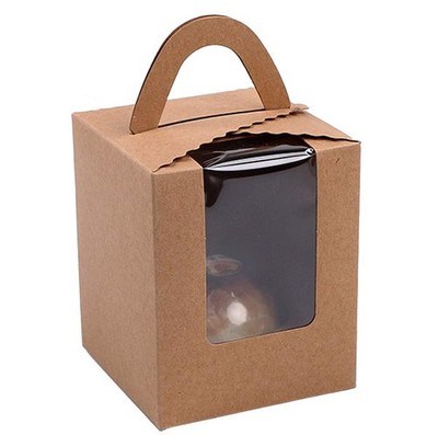 25 Pcs Single White Cupcakes Containers Gift Boxes with Window Inserts Handle...