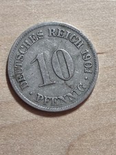 Germany 10-pfennigs coin, 1901 D. KM# 12, copper-nickel. Munich mint. Eagle.