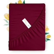 Full Size Fitted Sheet 100 Egyptian Cotton 800 TC 16 Inch Deep Burgundy