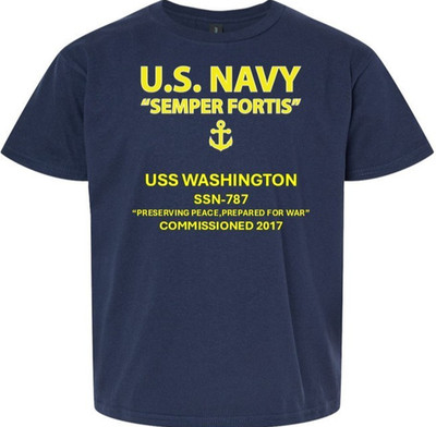 USS WASHINGTON  SSN-787 * SEMPER FORTIS *VINYL SHIRT. US NAVY LICENSED