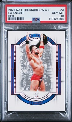 2024 Panini National Treasures WWE LA Knight Red /75 PSA 10 Free Shipping