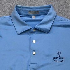 Peter Millar Summer Comfort Polo Shirt Men's Large Blue Golf Performance Stretch