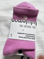 NWT 38 Lululemon Daily Essential Socks 3 Pack - PKFR/WHT/BALF - Size L